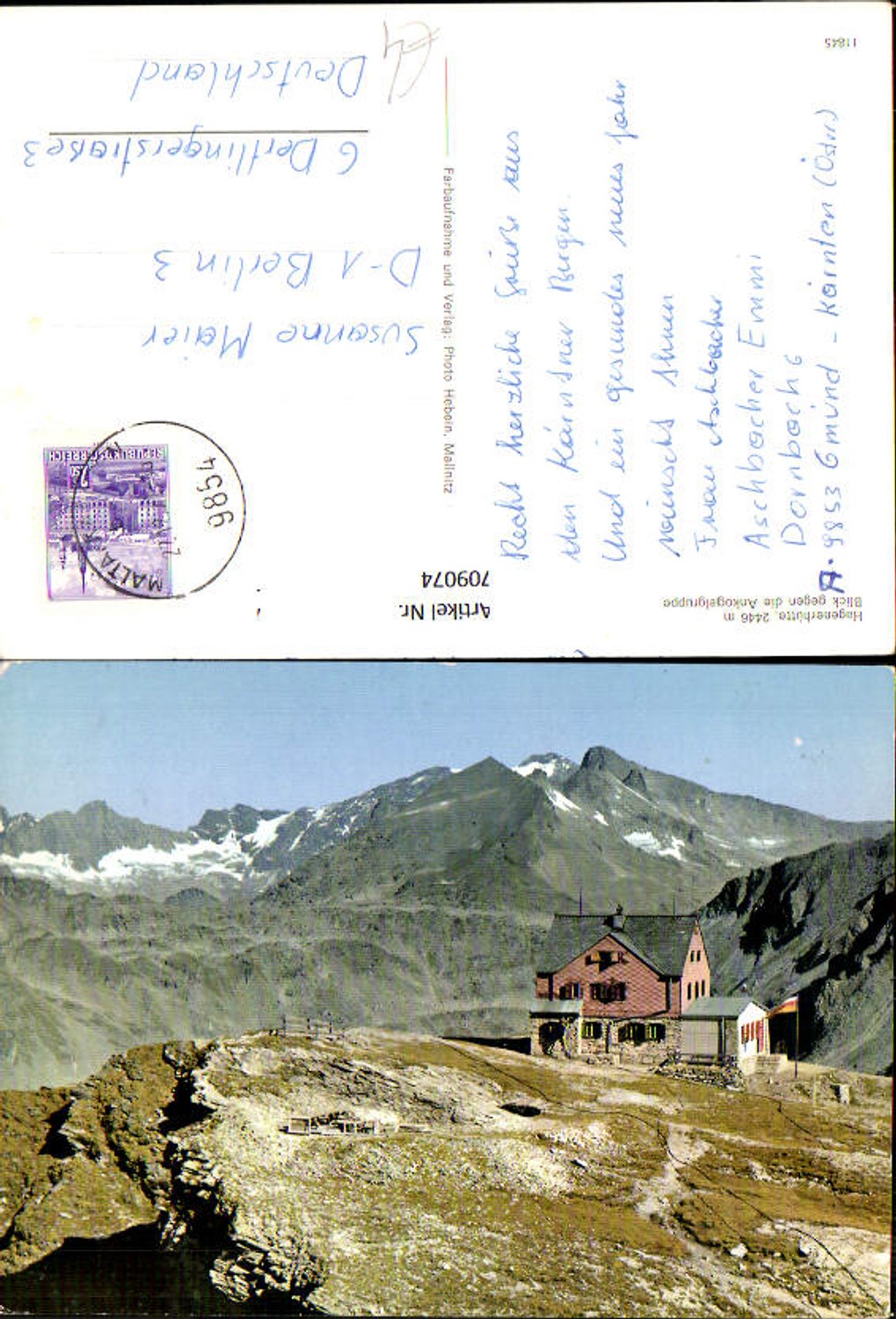 709074 Hagenerhütte Blick geg. d. Ankogelgruppe Mallnitz