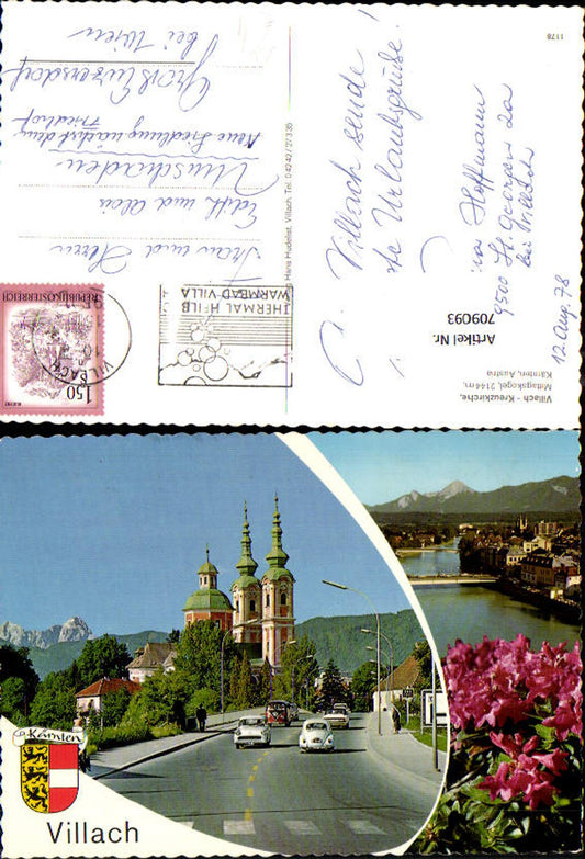 709093 Mehrbild AK Villach Kreuzkirche Mittagskogel VW Käfer Bully