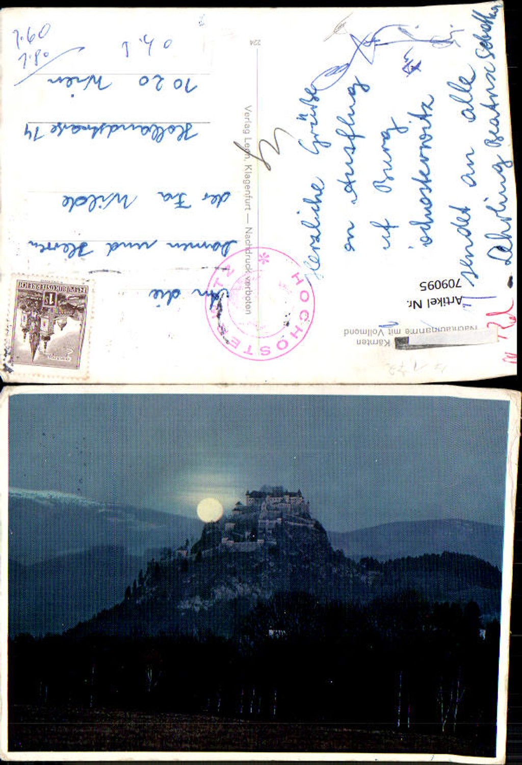 709095 Hochosterwitz Castle with full moon