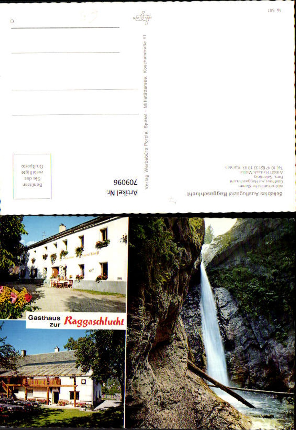 709096 Multi-image AK Flattach Mölltal Raggaschlucht Gasthaus Wasserfall