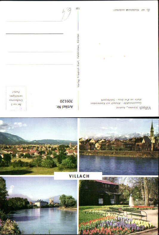 709120 Multi-image AK Villach General view Old Town Schillerpark Motif ad Drau