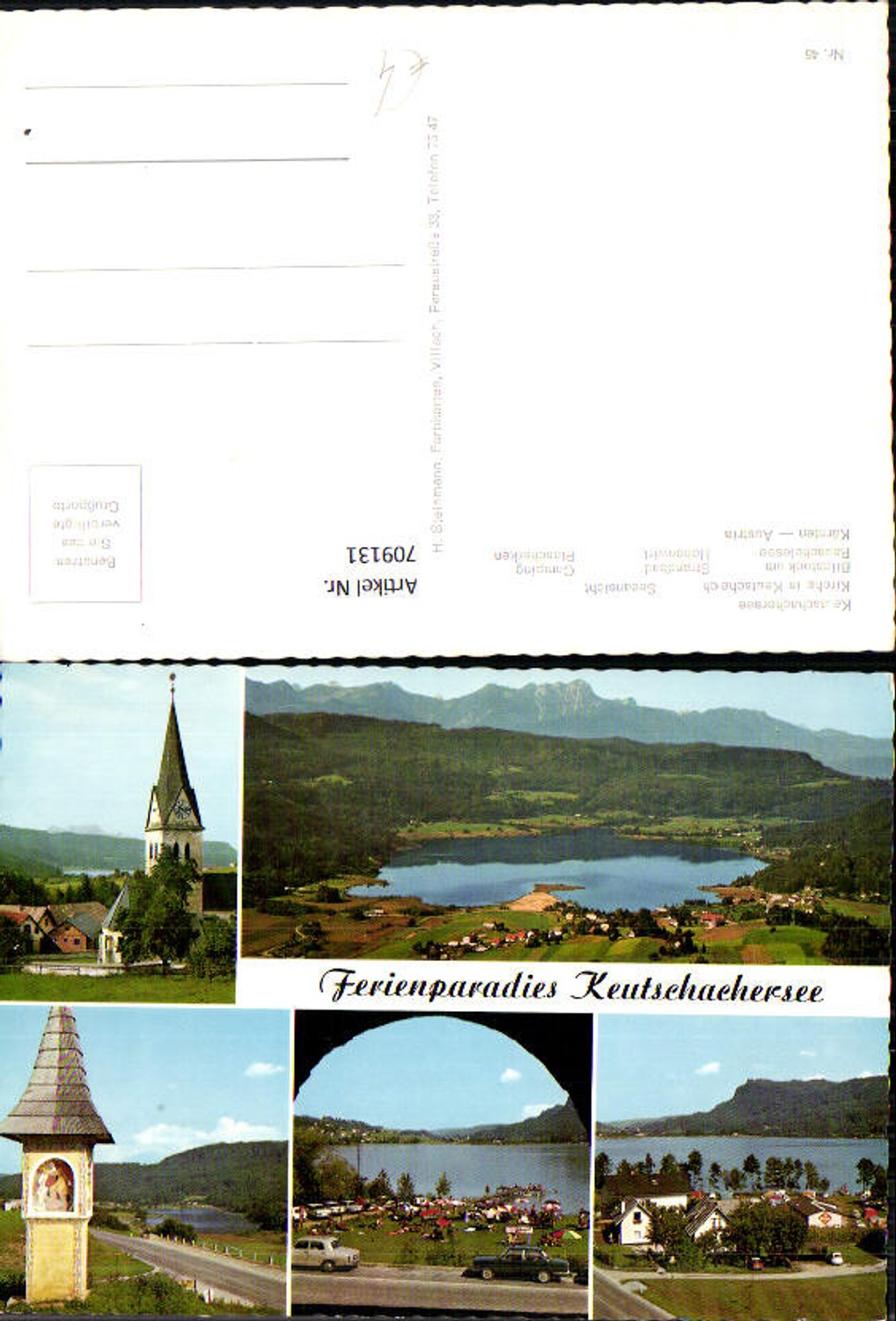 709131 Multi-image AK Keutschach Keutschachersee Church Beach Höhenwirt Camping