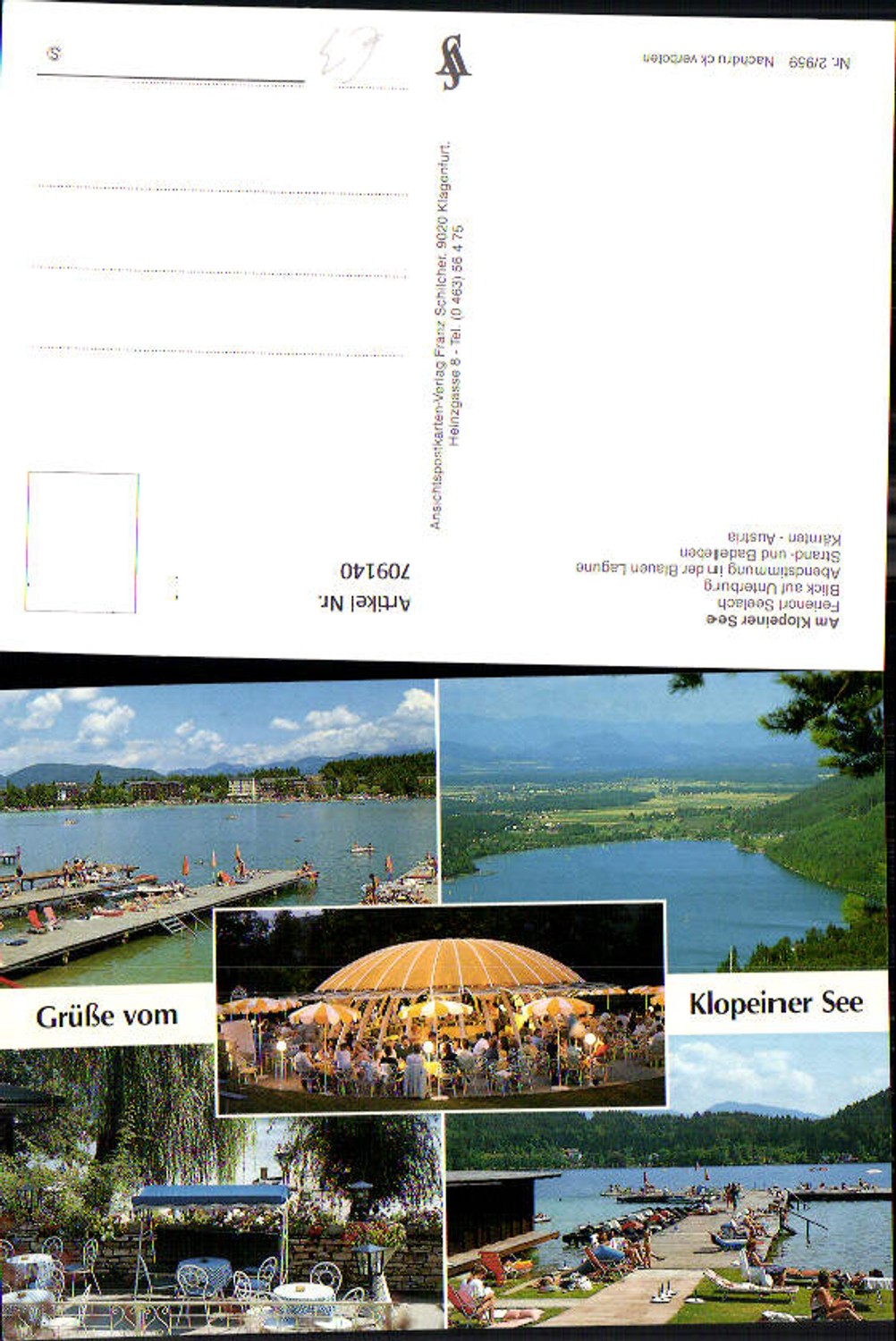 709140 Multi-image AK Klopeinersee Seelach Unterburg Evening mood in the Blue Lagoon