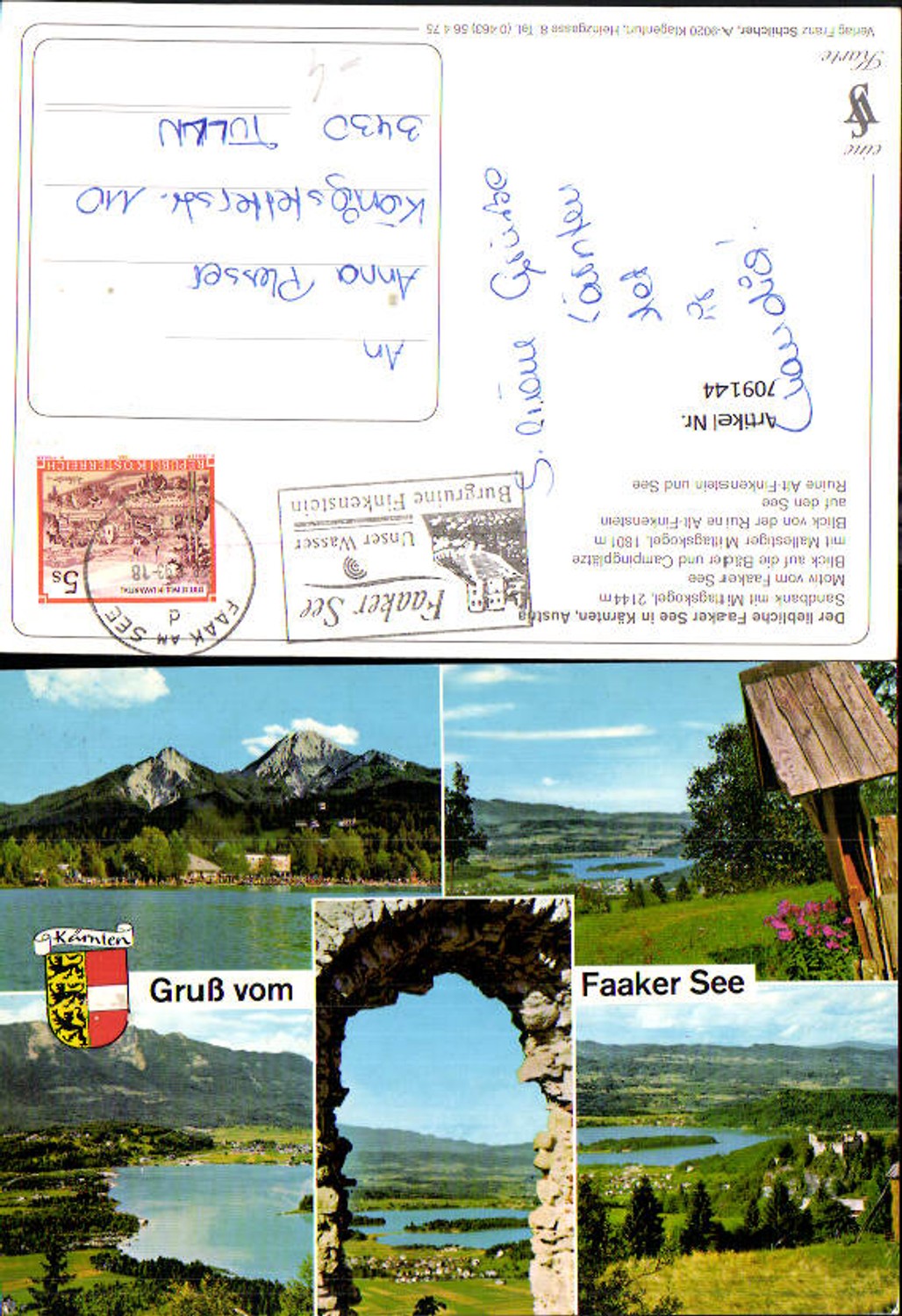 709144 Faaker See Ruine Alt-Finkenstein Faak a. See Wegkreuz