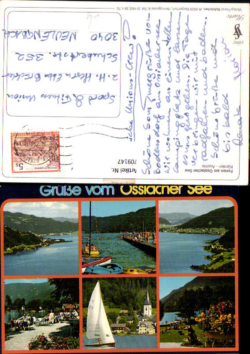 709147 Mehrbild AK Ossiacher See Ossiach Segelboot Strandbad
