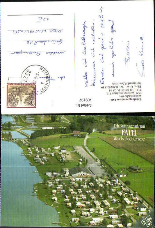 709197 Aerial view of the Fath recreation center in Wettmannstätten, Waldschachersee