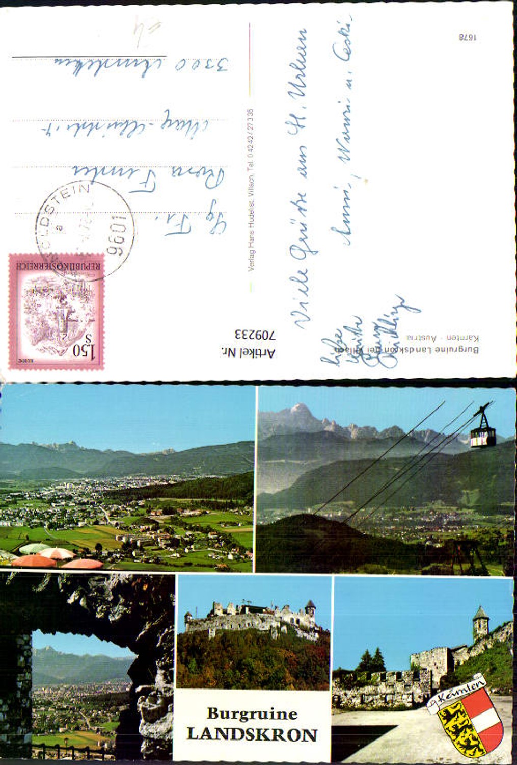 709233 Multi-image AK Landskron Castle Ruins near Villach Cable Car Gondola