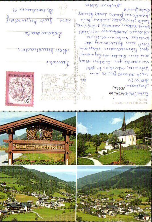 709240 Multi-image postcard Bad Kleinkirchheim Views Church Village sign