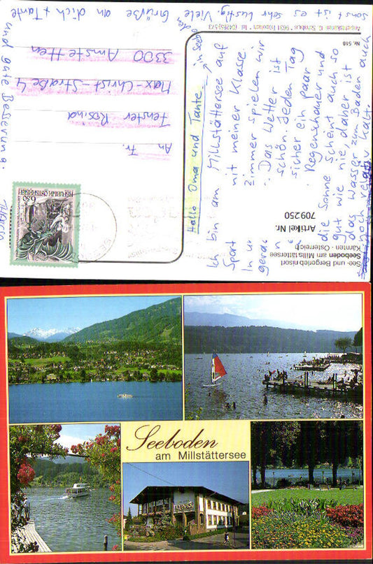 709250 Mehrbild AK Seeboden a. Millstättersee Schiff Dampfer Touristen Zentrum