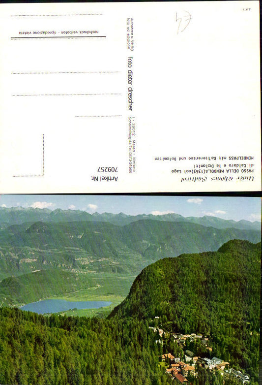 709257 Kaltern Überetsch Weinstraße Mendelpass mit Kalterersee u. Dolomiten Passo della Mendola