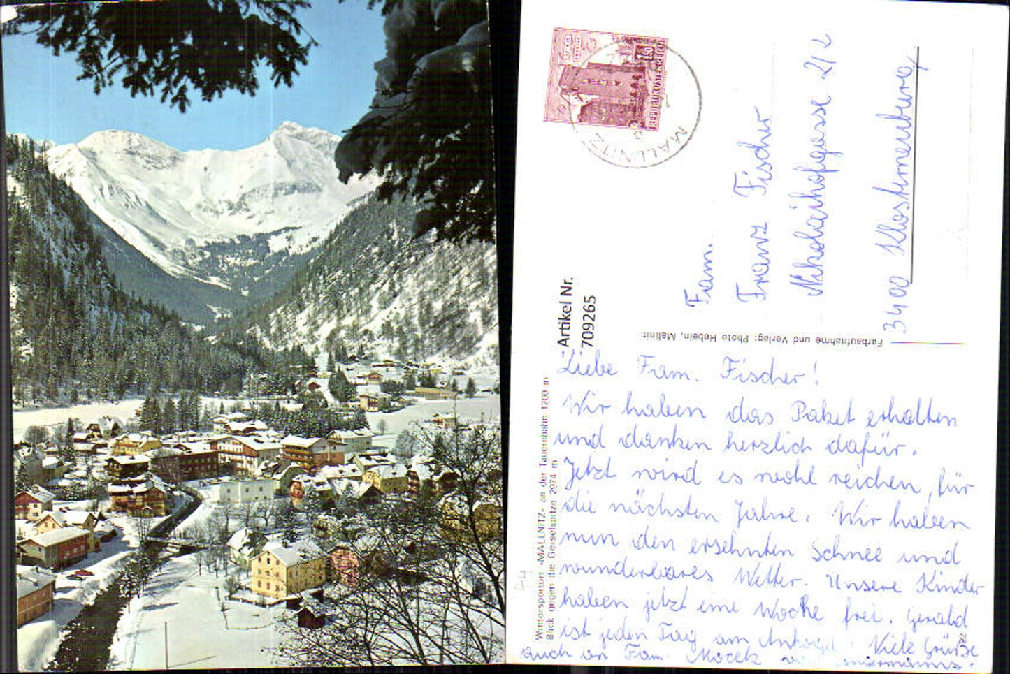 709265 Mallnitz a. d. Tauernbahn Blick geg. Geiselspitze Winteransicht