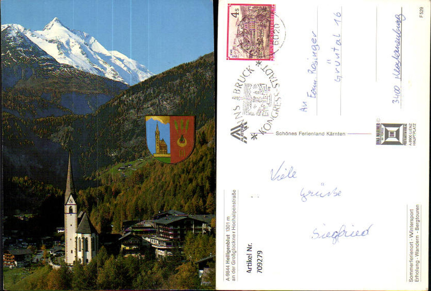 709279 Heiligenblut a. d. Großglockner Hochalpenstraße Kirche i. Vordergrund