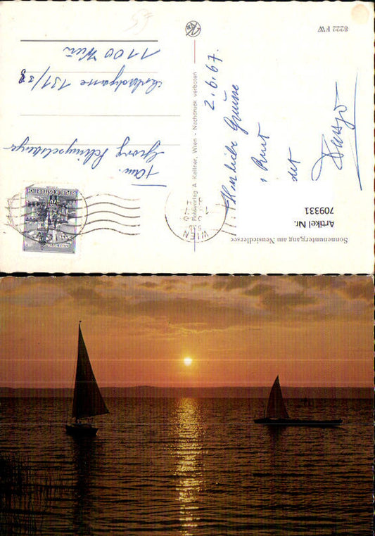 709331 Sonnenuntergang am Neusiedlersee Segelboote