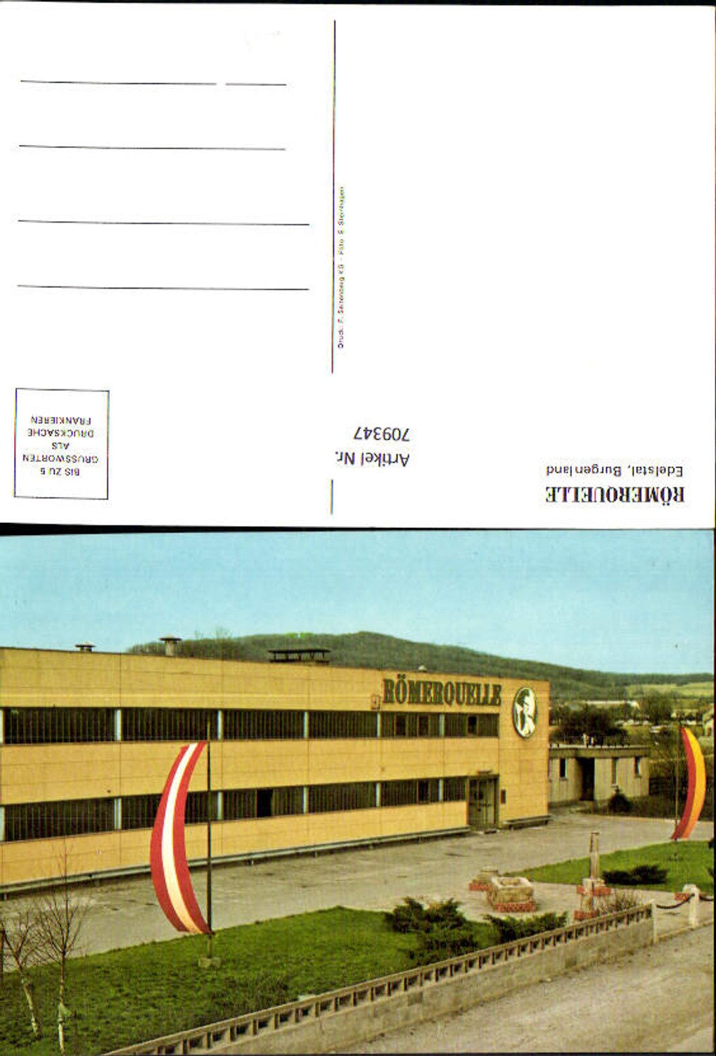 709347 Edelstal Römerquelle Mineralwasser Reklame Fabrik