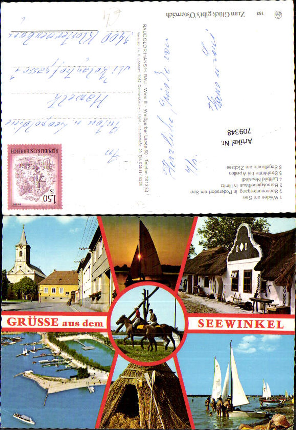 709348 Mehrbild AK Seewinkel Weiden a. See Strohhütte Apetlon Segelboote a. Zicksee