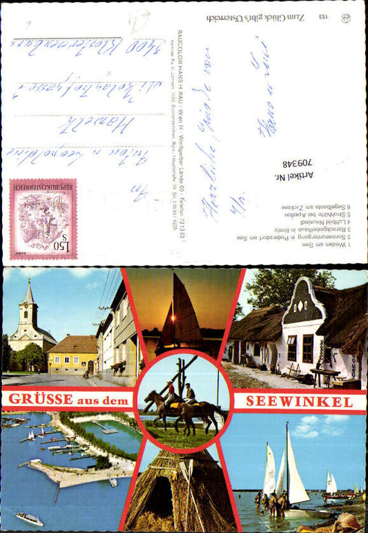 709348 Mehrbild AK Seewinkel Weiden a. See Strohhütte Apetlon Segelboote a. Zicksee