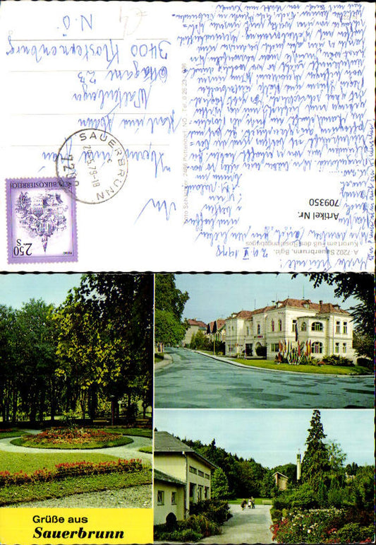 709350 Mehrbild AK Sauerbrunn Ansichten Rathaus Park