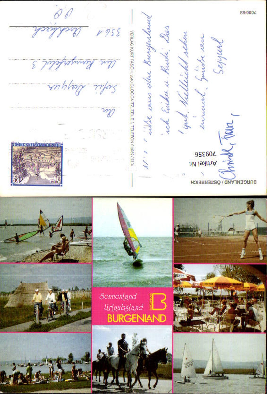 709356 Mehrbild AK Burgenland Sport Tennis Segeln Reiten Radfahren