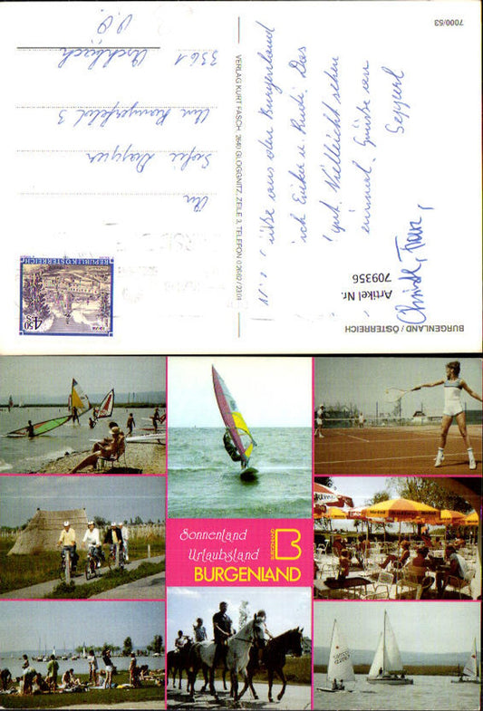 709356 Mehrbild AK Burgenland Sport Tennis Segeln Reiten Radfahren
