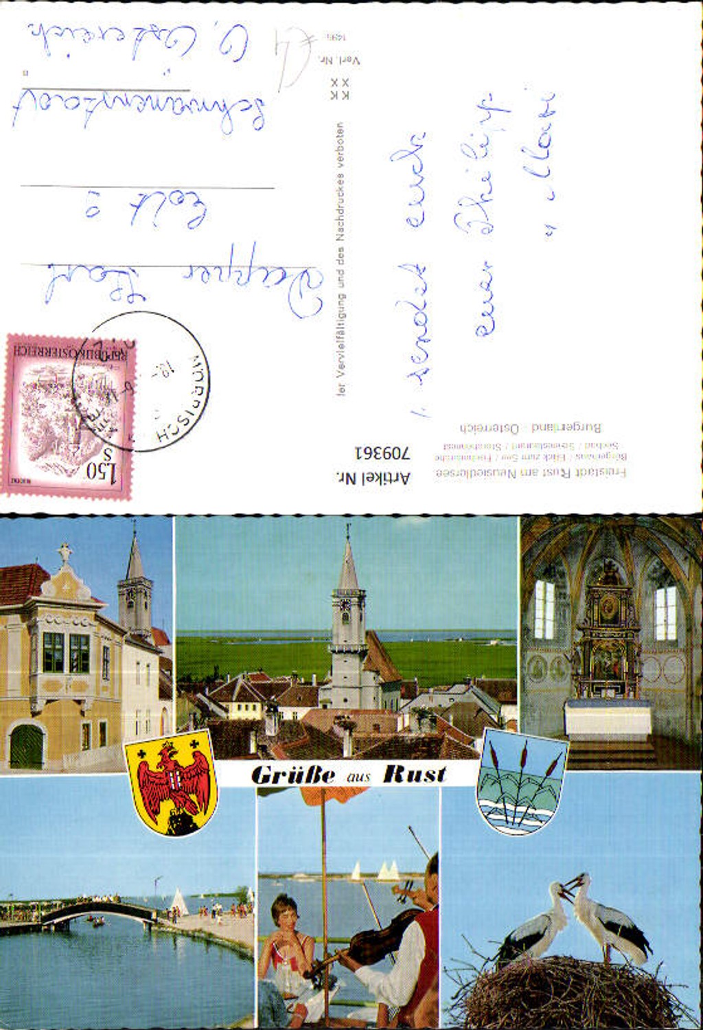 709361 Mehrbild AK Rust a. Neusiedlersee Bürgerhaus Fischerkirche Seebad Storchennest