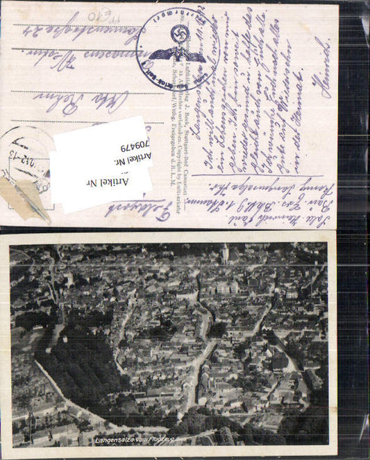 709479 Fliegeraufnahme Langensalza Luftbild Thüringen Feldpost