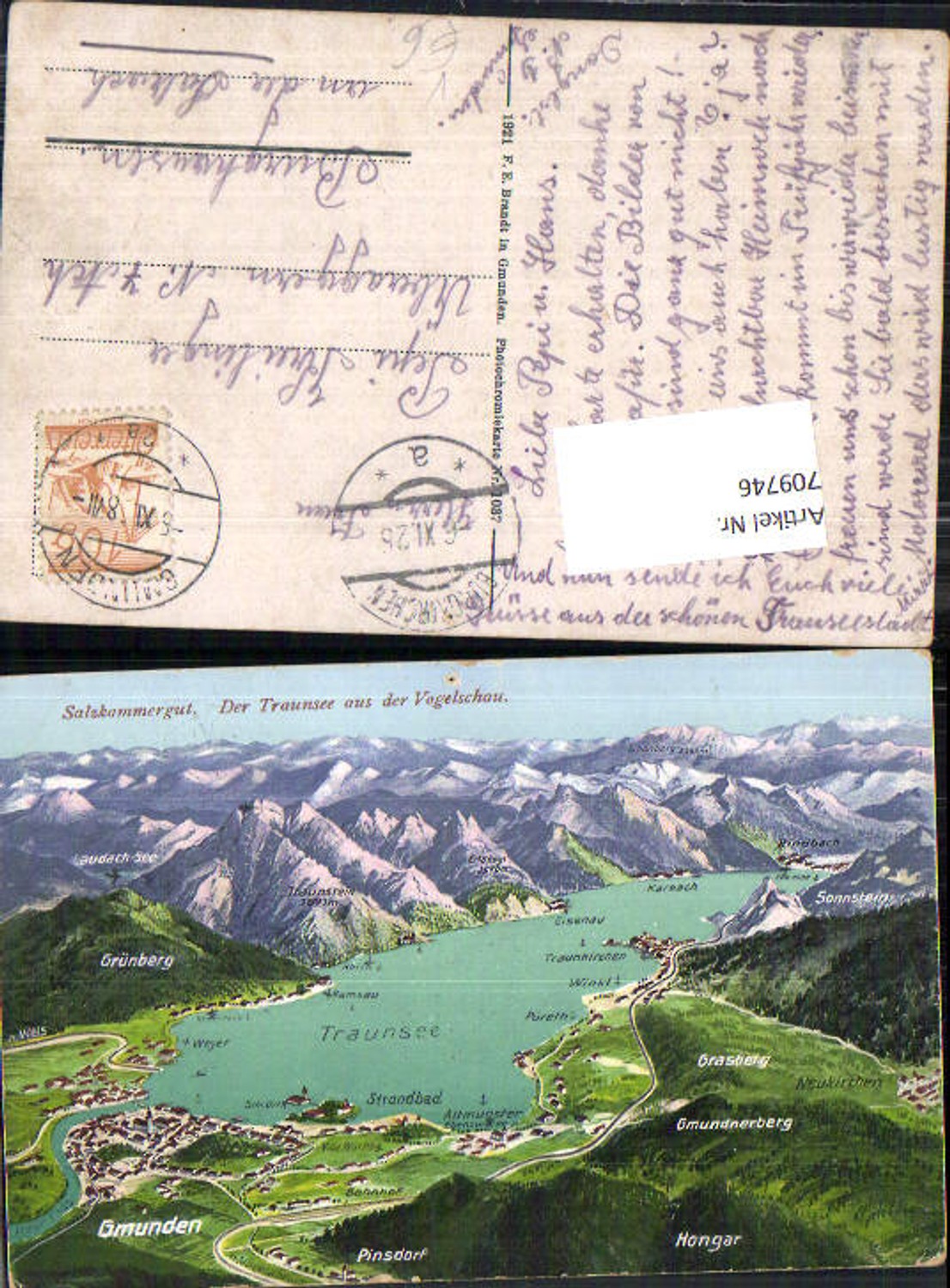 709746 Gmunden am Traunsee Vogelschau Pinsdorf Grasberg Altmünster Rindbach pub Brandt 1037
