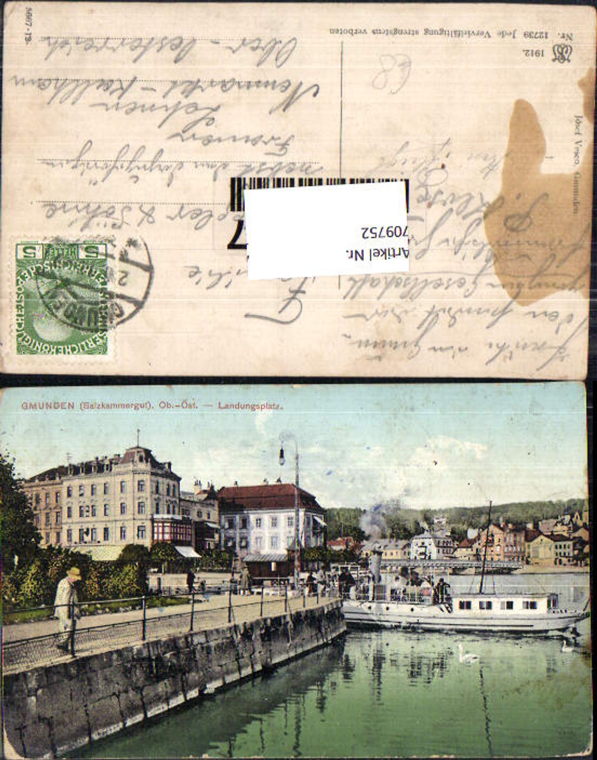 709752 Gmunden am Traunsee Landungsplatz Dampfer 1912