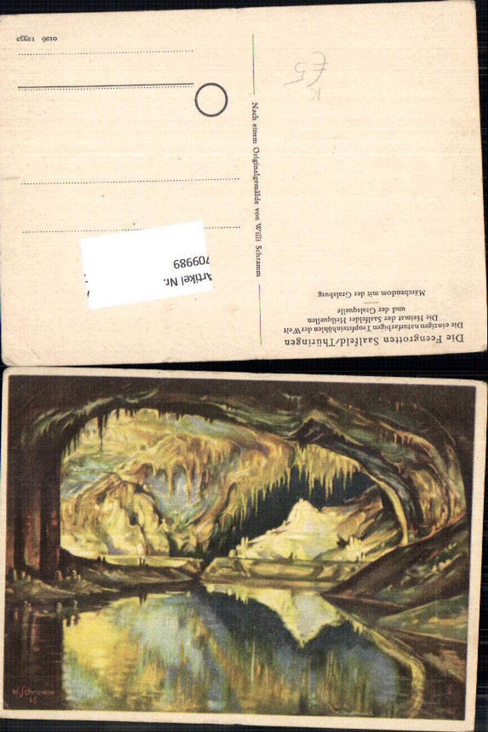 709989 Artist AK Willi Schramm Feegrotten Saalfeld Grotto Cave