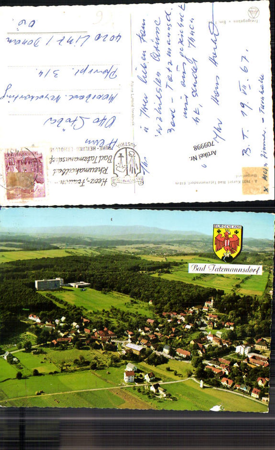 709998 Bad Tatzmannsdorf Luftbild Fliegeraufnahme 1970 pub Alpine Luftbild