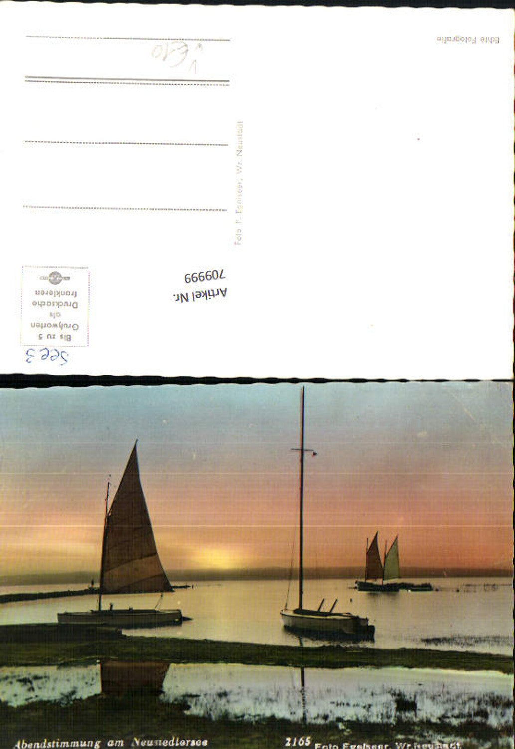 709999 Abendstimmung am Neusiedlersee Neusiedl am See Segelboote Burgenland Rust pub Egelseer Foto Wiener Neustadt