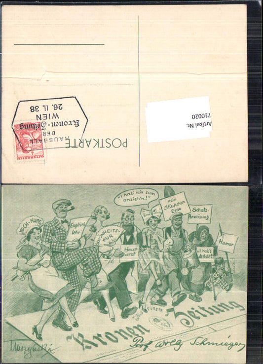 710020 Reklame AK Kronen Zeitung Stempel Hausball d. Kronen Zeitung 1938 Wien