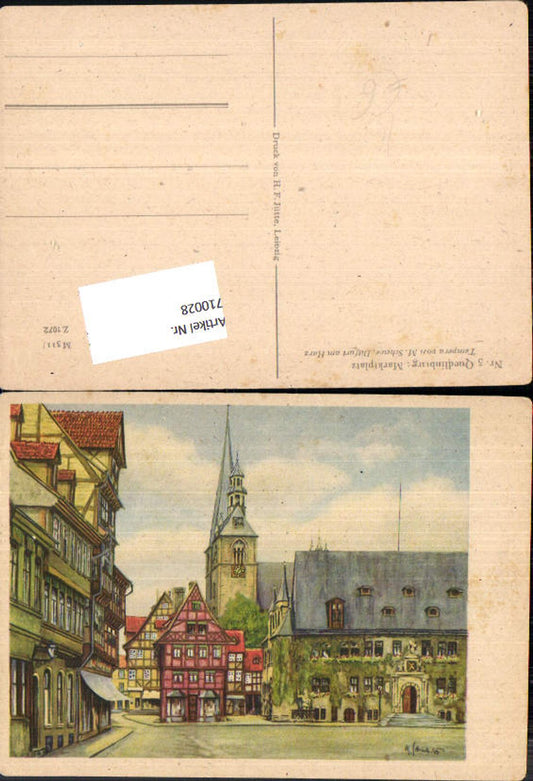 710028 Künstler AK M. Schewe Quedlinburg Marktplatz