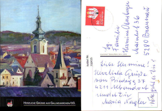 710455 Künstler AK Gallneukirchen Dorfansicht mit Kirche