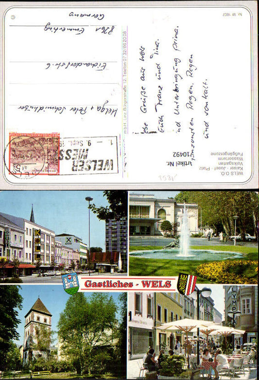710492 Mehrbild AK Wels Volksgarten Wasserturm Fußgängerzone Franz-Josef-Platz