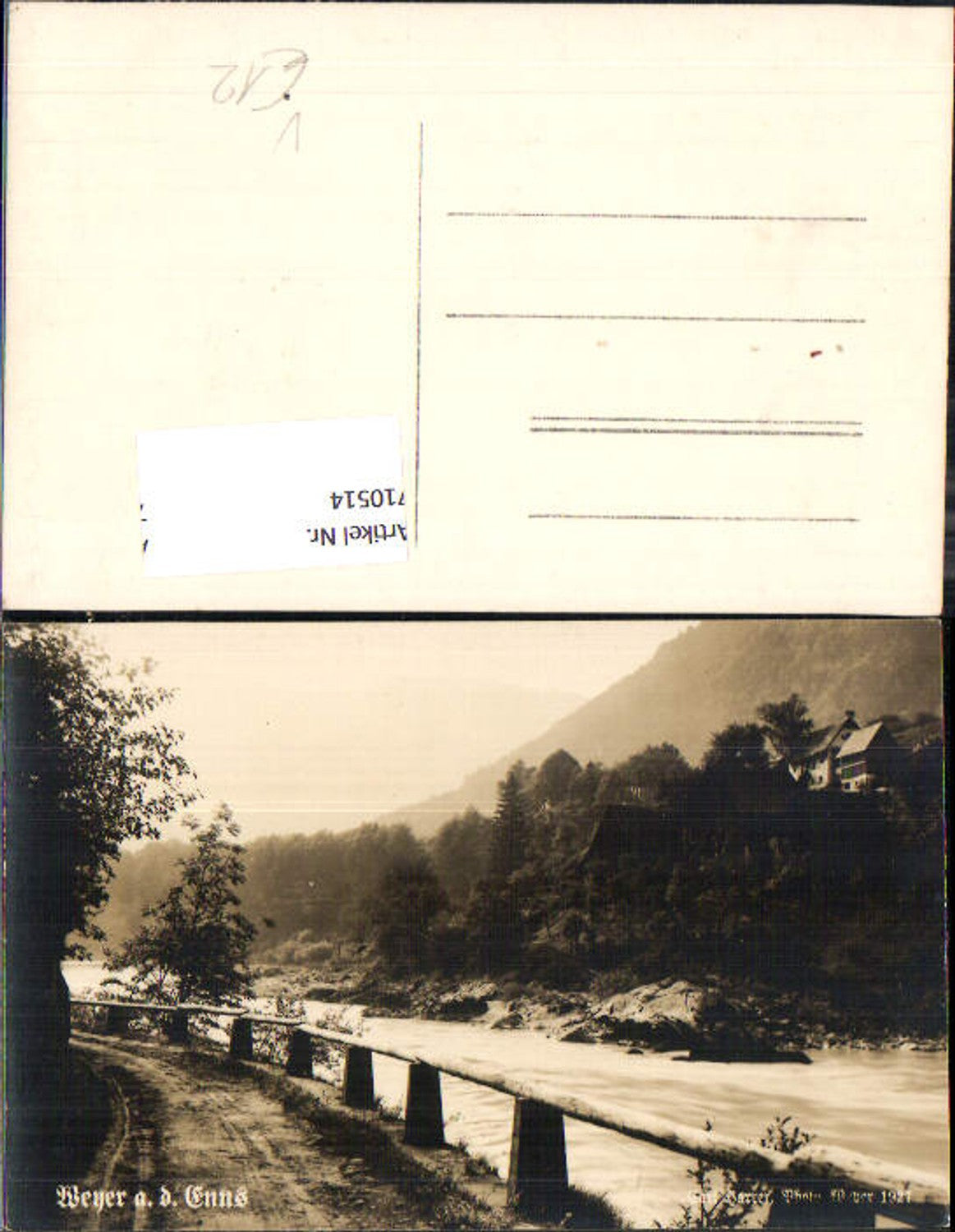 710514 Foto AK Weyer a. d. Enns Straßenpartie pub Carl Harrer Photo Weyer 1927