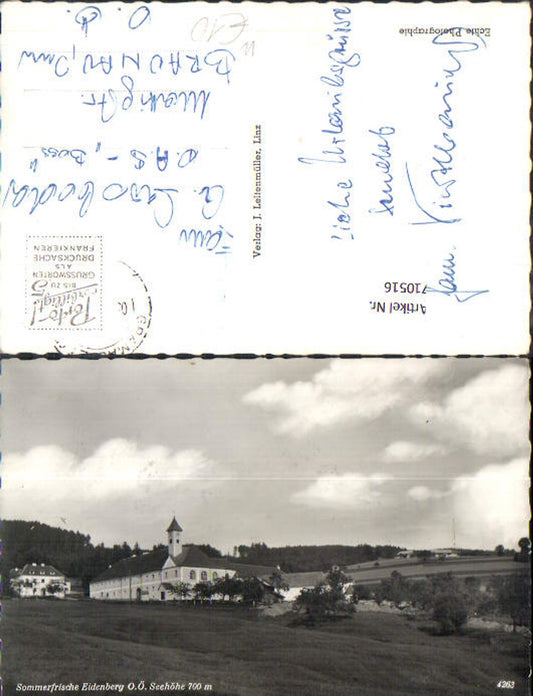 710516 Foto AK Eidenberg b. Gramastetten Ansicht mit Pfarrkirche