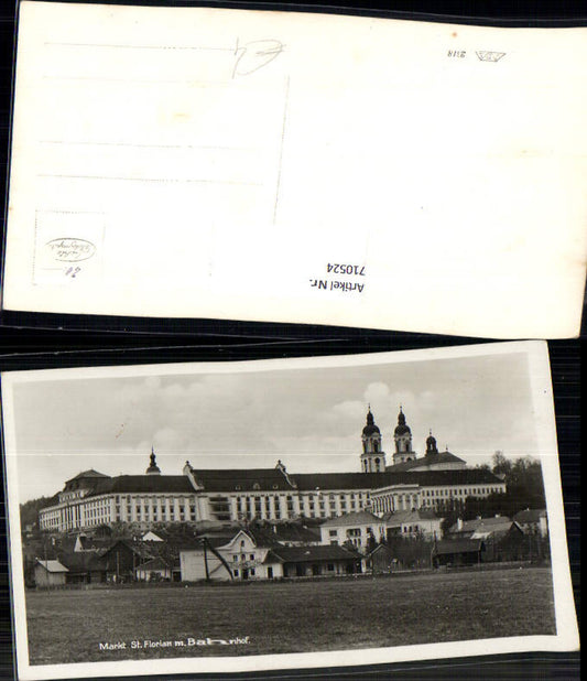 710524 Foto AK Markt St Florian Stift mit Bahnhof