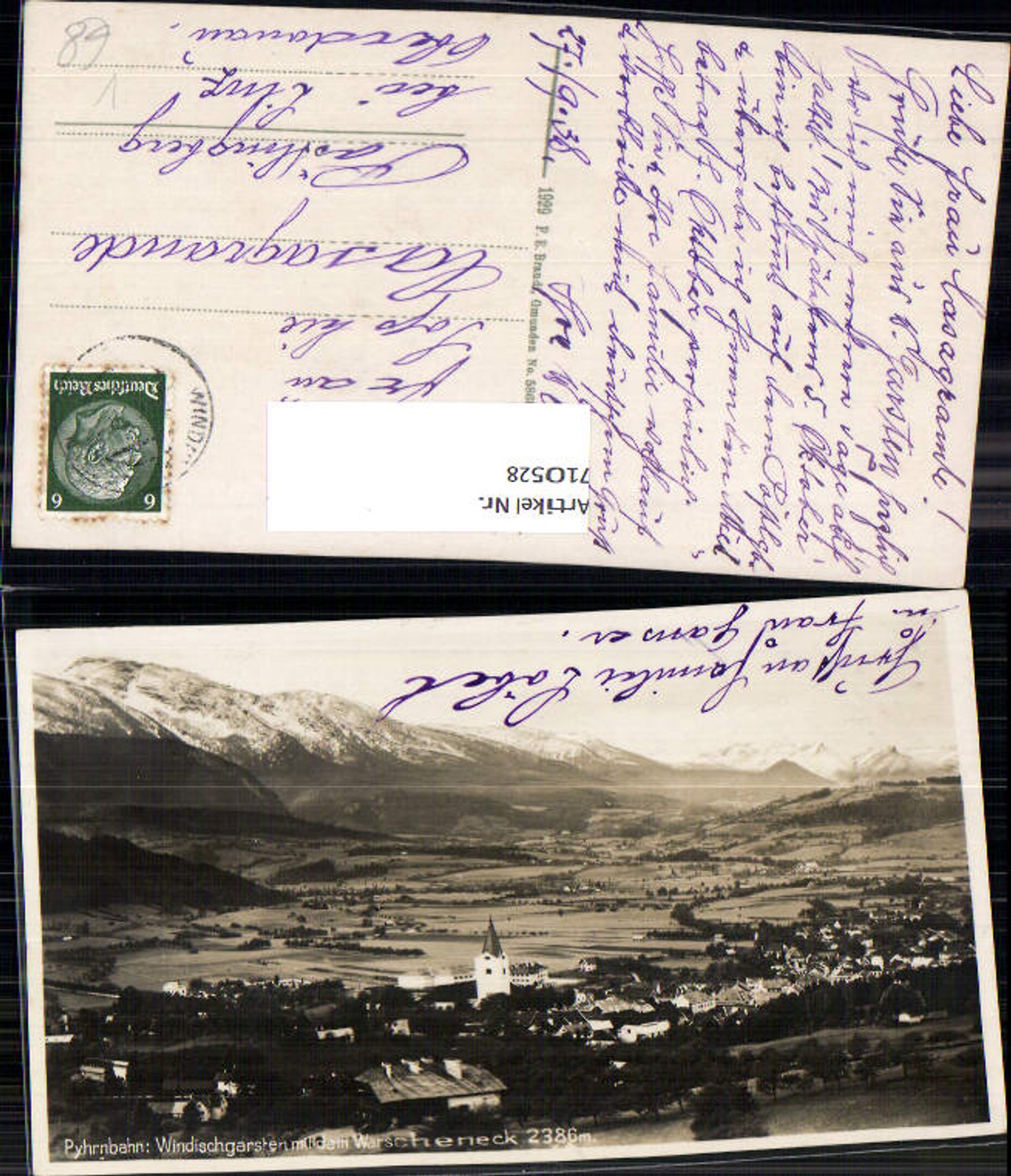 710528 Foto AK Windischgarsten Pyhrnbahn mit d. Warscheneck pub F. E. Brandt 5868