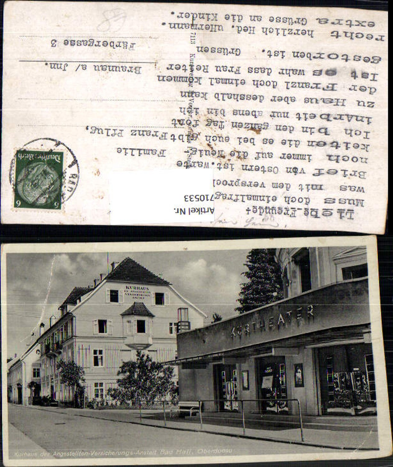 710533 Bad Hall Kurhaus d. Angestellten Kurtheater Straßenpartie