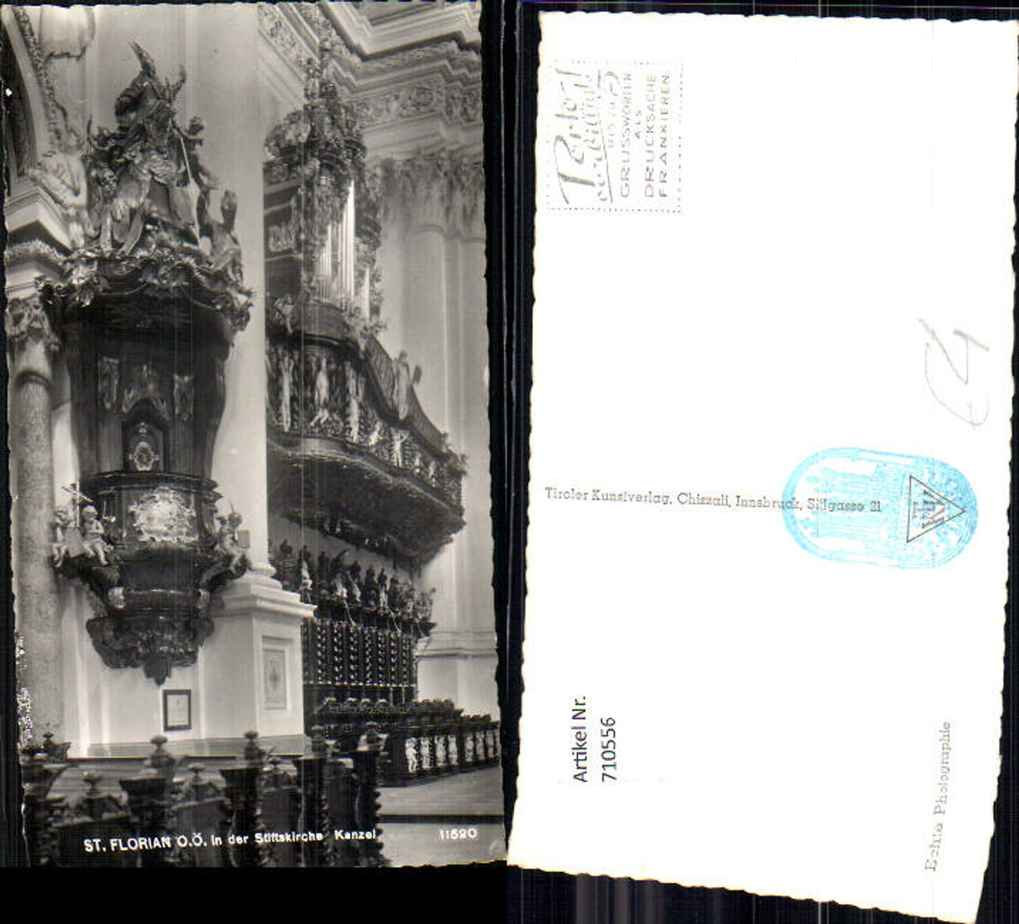 710556 Foto AK St Florian b. Linz Stift Stiftskirche Kanzel Detailansicht