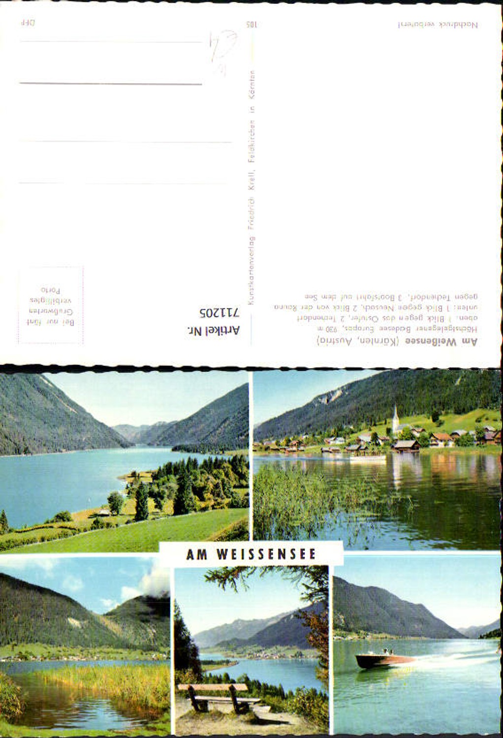 711205 Mehrbild AK Weißensee Techendorf Neusach Blick v. d. Rauna Bootsfahrt a. See