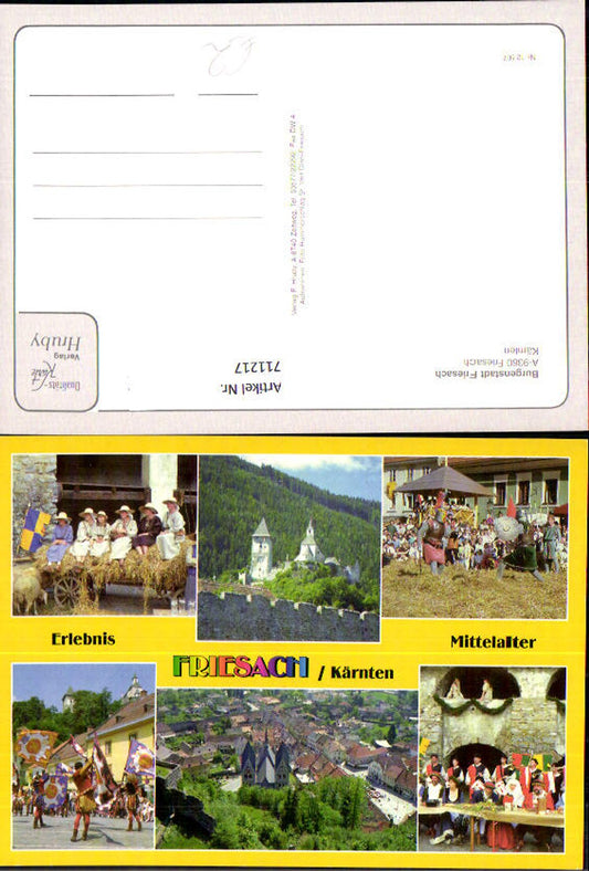 711217 Multi-image postcard Friesach Views with castles, church, medieval experience