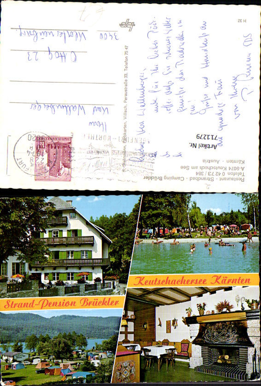 711279 Mehrbild AK Keutschach a. See Camping Brückler Zelte Badestrand