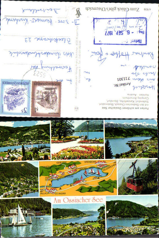 711301 Mehrbild AK Ossiacher See Sattendorf Ossiach Annenheim Seilbahn Gondel Segelboot