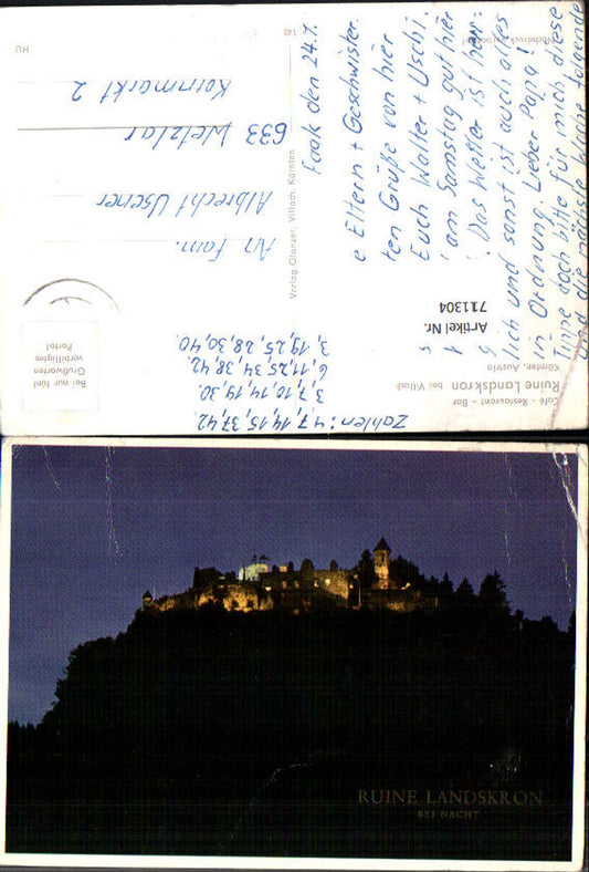 711304 Ruine Landskron b. Villach b. Nacht