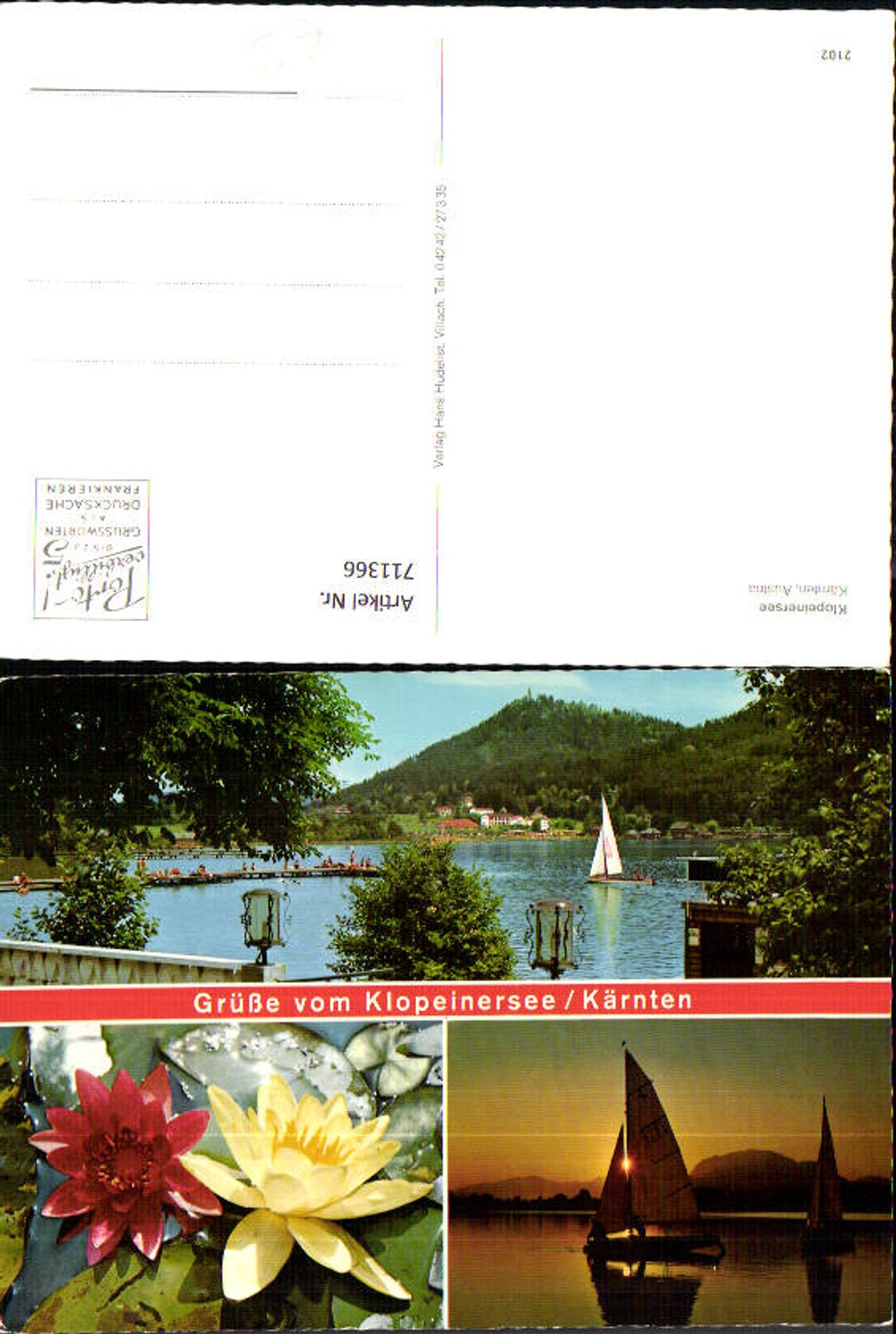 711366 Mehrbild AK Klopeinersee Segelboot Seerosen