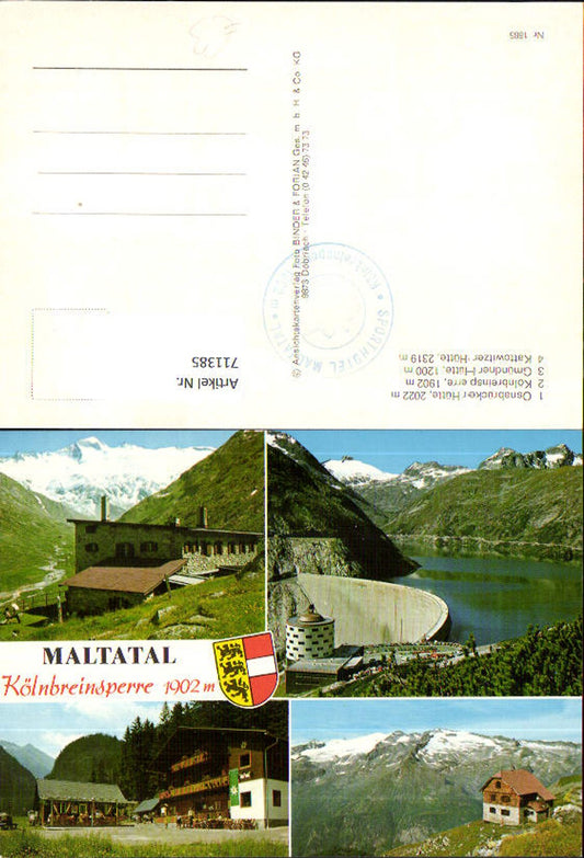 711385 Mehrbild AK Maltatal Kölnbreinsperre Talsperre Gmünder Hütte Kattowitzer Hütte Malta in Kärnten