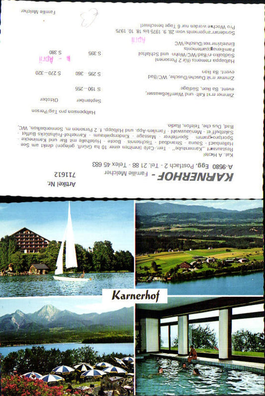 711612 Mehrbild AK Egg am Faaker See Karnerhof Segelboot Hallenbad Luftbild Gastgarten