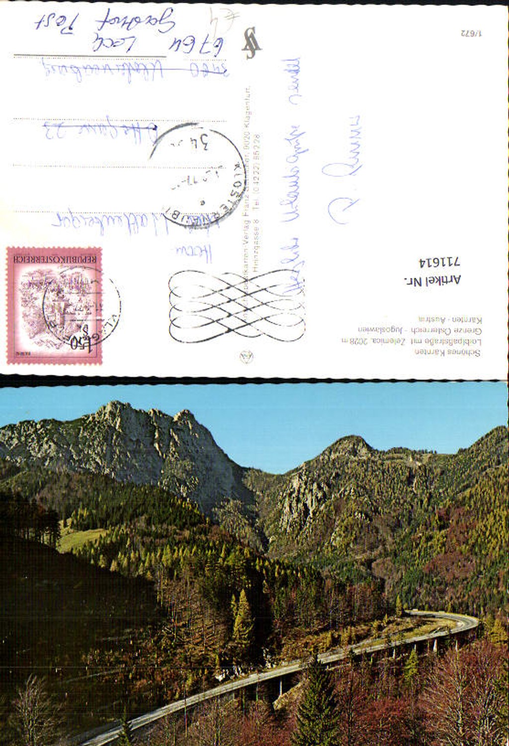 711614 Loiblpaßstraße mit Zelemica Loiblpass Pass b. Ferlach Grenz