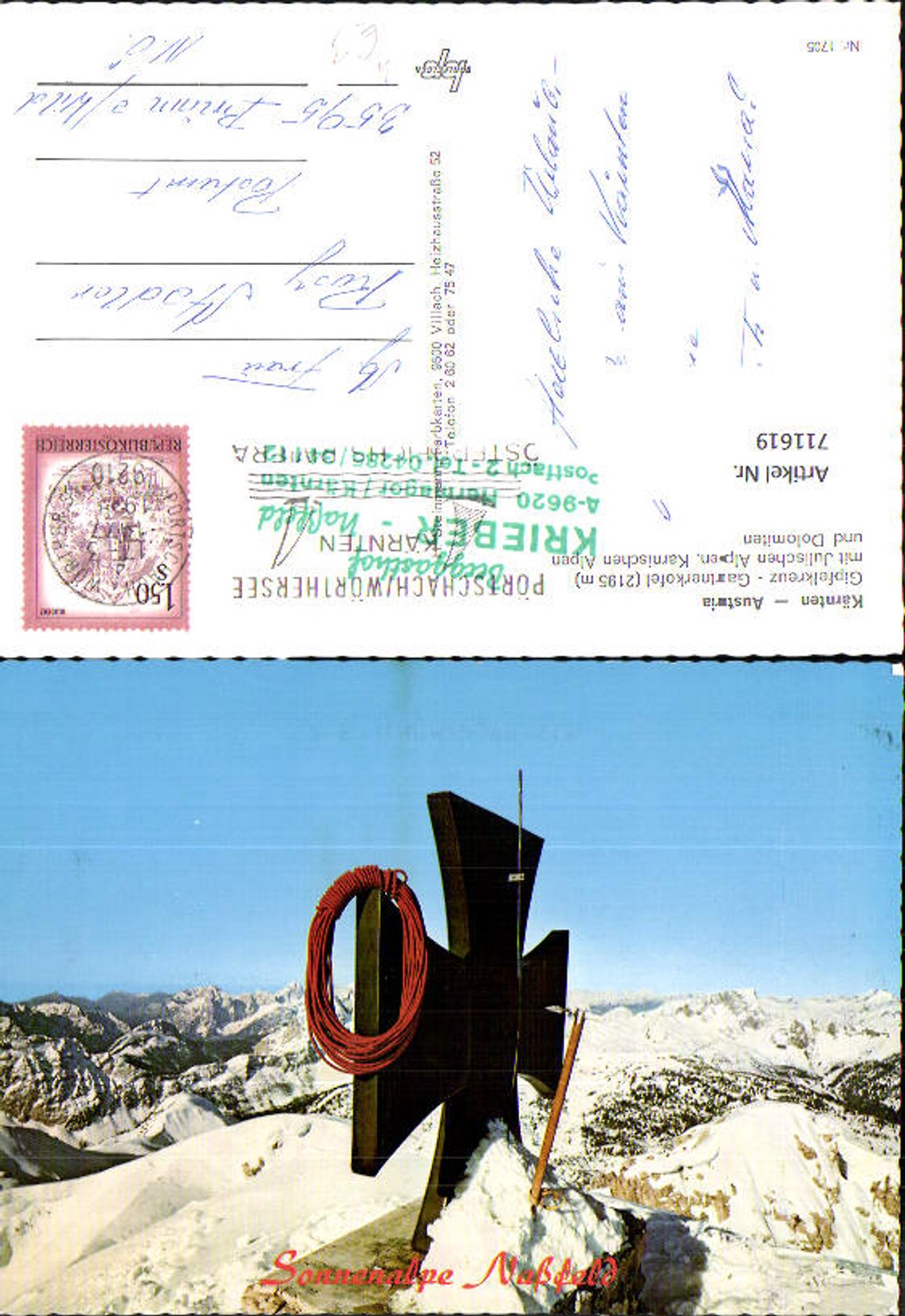 711619 Gipfelkreuz Gartnerkofel b. Hermagor mit Julischen Alpen Karnischen Alpen u. Dolomiten